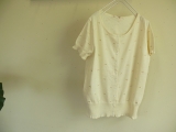 CHILD　WOMAN　リボン刺繍半袖クルーカーデ　（01-01-KN-042-11-1）⑥
